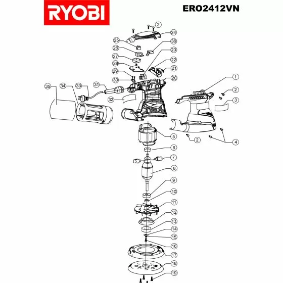 Ryobi ERO2412VHG Spare Parts List Type: 5133000342